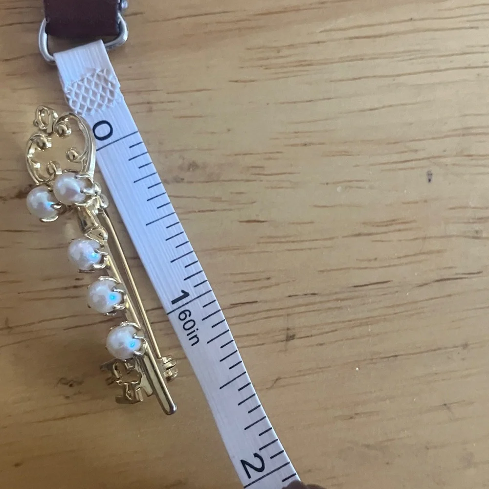 Gold and Pearl key look brooch